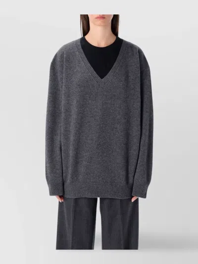 Rhea Costa Oversized Knitwear V Neckline In Gray