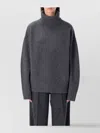 Rhea Costa Oversized Turtle Neck Knitwear Top In Gray