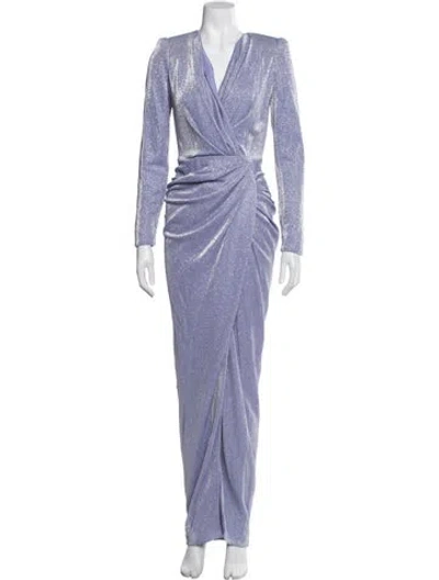Pre-owned Rhea Costa Printed Long Dress In Purple