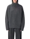 Rhea Costa Rhea Heavy Grey Wool Turtleneck Sweater In Gray
