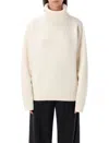Rhea Costa Rhea Heavy Off White Wool Turtleneck Sweater In White