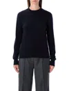 Rhea Costa Rhea Navy Blue Wool Cashmere Crewneck Sweater In Black