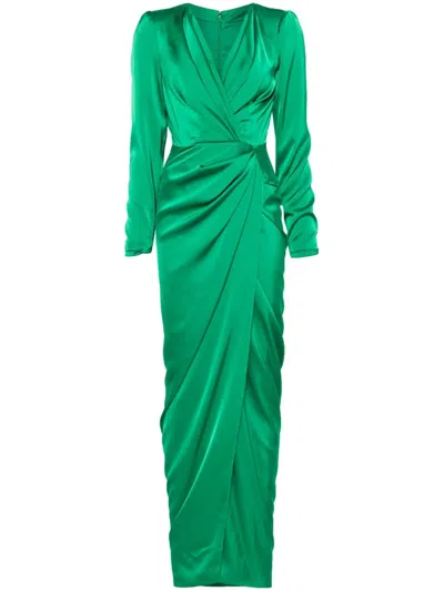 Rhea Costa Satin Gown In Green