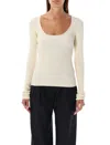 Rhea Costa Scoop Neck Sweater In Beige