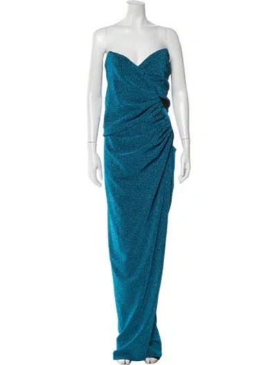Pre-owned Rhea Costa Strapless Long Dress In Blue