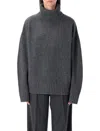 Rhea Costa Oversized Turtle Neck Knitwear Top In Gray