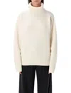 Rhea Costa Rhea Heavy Off White Wool Turtleneck Sweater In White