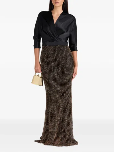 Rhea Costa Vivienne Bead-embellished Evening Dress In Black