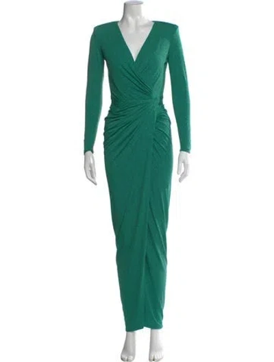 Pre-owned Rhea Costa V-neck Long Dress In Green