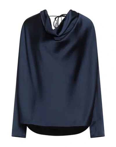 Rhea Costa Woman Top Navy Size 8 Viscose, Silk In Blue