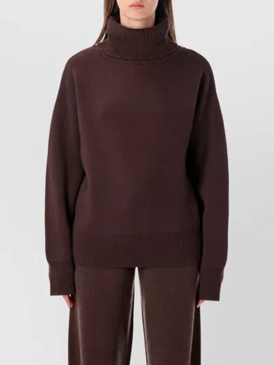 Rhea Costa Wool Turtleneck Sweater In Brown