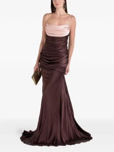 Rhea Costa Zahra Draped Maxi Dress In Brown