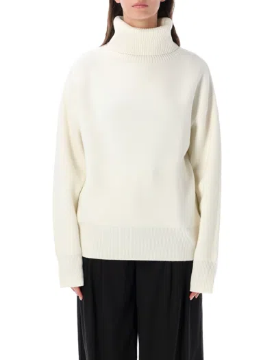 Rhea Oversized Turtleneck Sweater In Beige