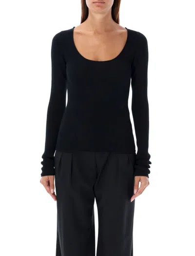 Rhea Scoop Neck Sweater In Black