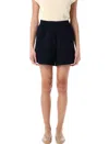 Rhea Tailored Black Shorts With High Waist In Navy