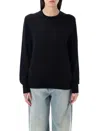 Rhea Navy Blue Wool Cashmere Crewneck Sweater In Black