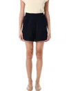 Rhea Tailored Black Shorts With High Waist In Navy