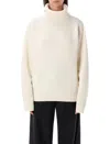 Rhea Heavy Off White Wool Turtleneck Sweater In Neutral