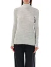Rhea Roll-neck Ribbed Sweater In Light Grey