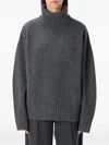 Rhea Heavy Grey Wool Turtleneck Sweater In Multi