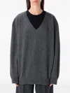 Rhea Mid Grey Wool Cashmere V-neck Sweater In Gray
