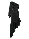Rhizome Aruna Ruffle-hem Midi Dress In Black