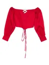 Rhizome Off-shoulder Lace-up Veracruz Blouse In Red