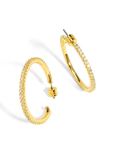 Rho Medium Pav Hoop Earring In Gold In Silver