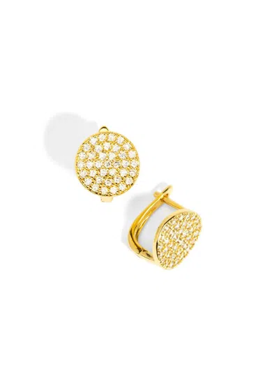 Rho Women's Button Pavé Huggies In Gold