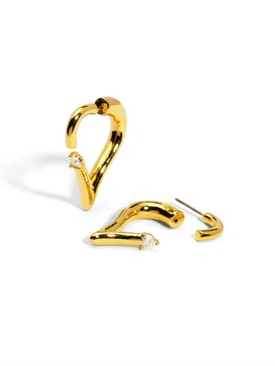 Rho Women's Deconstructed Crystal Heart Hoop Earring In Gold