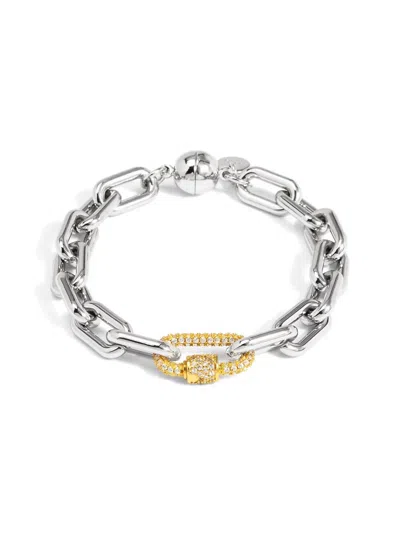 Rho Women's Two-tone Carabiner Link Magnet Bracelet In Silver In Brown