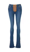 Rhodaine Blue / Brown Caitriona High Rise Skinny Slit Jeans In Brown/blue