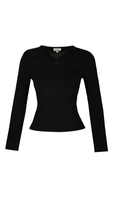 Rhodaine Women's Black Astrid Cut-out Stretch Jersey Blouse