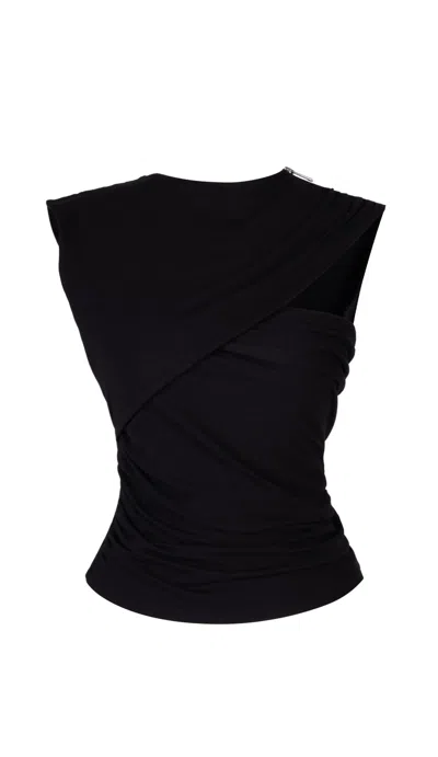 Rhodaine Women's Black Malika Cut-out Ruched Blouse