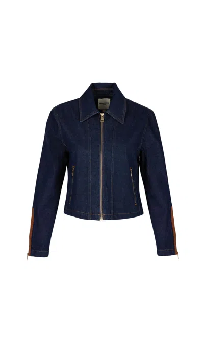 Rhodaine Women's Blue / Brown Grace Denim Jacket In Blue/brown