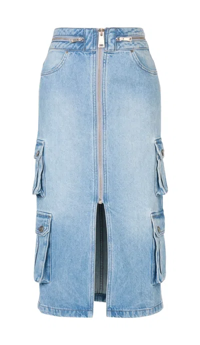 Rhodaine Women's Blue Neco Cargo Denim Skirt