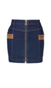 Rhodaine Women's Blue / Brown Frankie Denim Skirt In Brown/blue