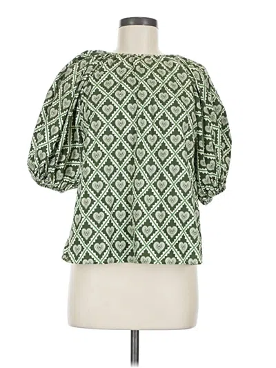 Pre-owned Rhode 3/4 Sleeve Blouse In Green