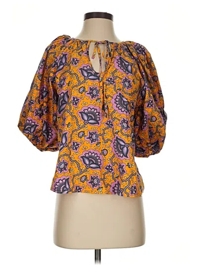 Pre-owned Rhode 3/4 Sleeve Blouse In Orange