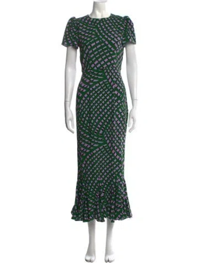 Pre-owned Rhode Acetate Midi Length Dress In Green