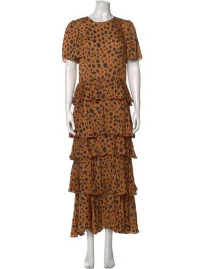 Pre-owned Rhode Animal Print Long Dress In Orange