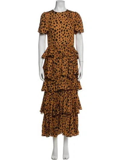 Pre-owned Rhode Animal Print Long Dress In Orange
