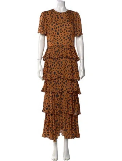 Pre-owned Rhode Animal Print Long Dress In Orange