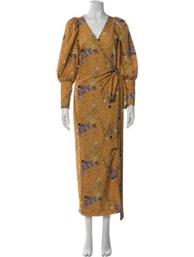 Pre-owned Rhode Animal Print Long Dress In Orange
