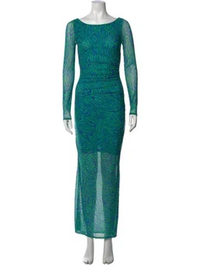 Pre-owned Rhode Animal Print Long Dress W/ Tags In Green