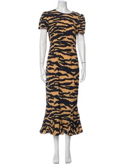 Pre-owned Rhode Animal Print Midi Length Dress In Blue