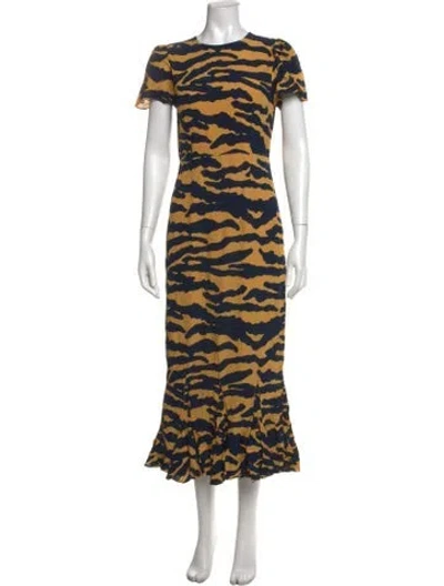Pre-owned Rhode Animal Print Midi Length Dress W/ Tags In Blue