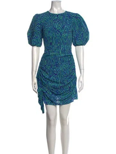 Pre-owned Rhode Animal Print Mini Dress In Blue