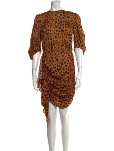 Pre-owned Rhode Animal Print Mini Dress In Brown