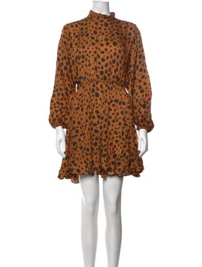 Pre-owned Rhode Animal Print Mini Dress In Brown/orange